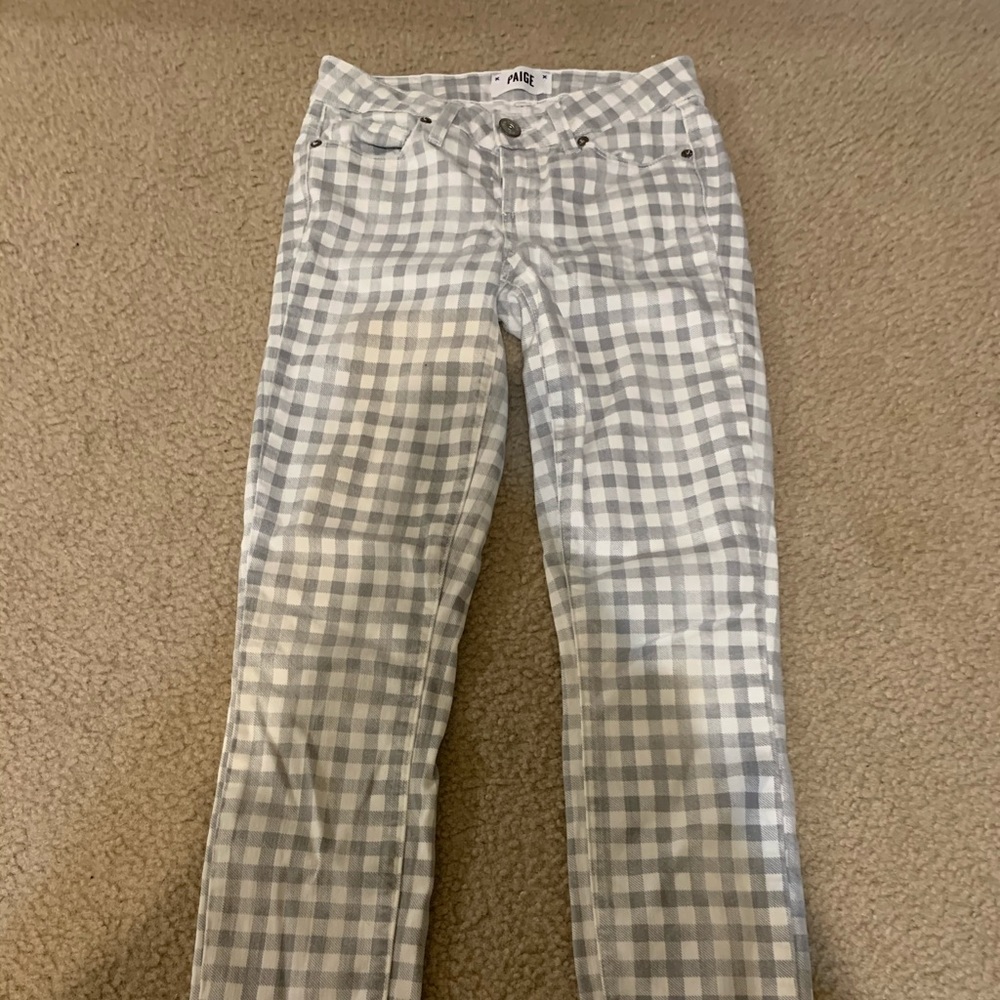 PAIGE skinny jeans in grey/white check pattern